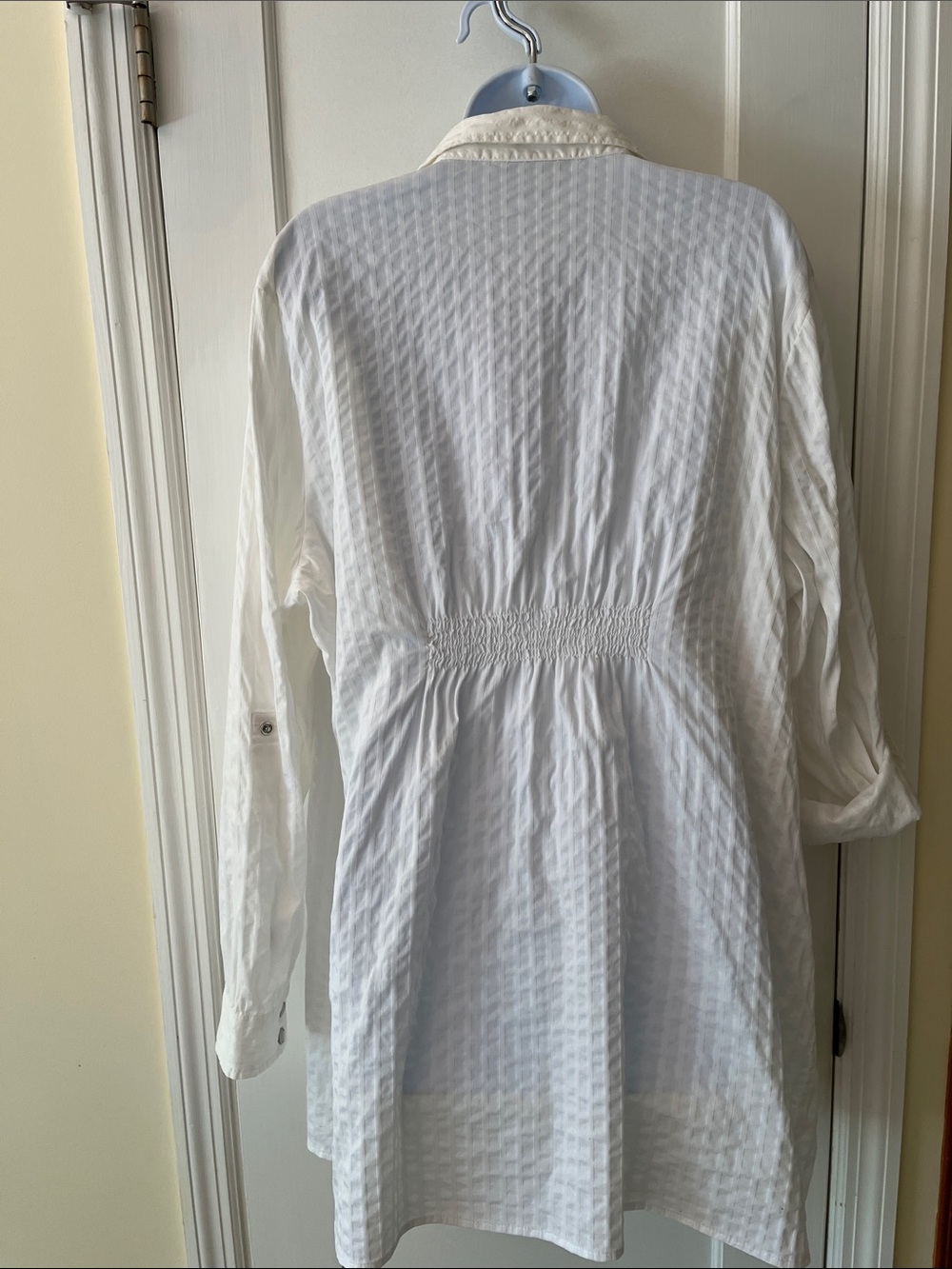 Cotton Blend Blouse Snap Front Tunic Women's 22W White Beach Western Boho - Picture 7 of 16
